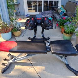 552 Bowflex Dumbbells With Stand And Bench 