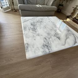 2 Piece Gray Marble End Table and Coffee Table