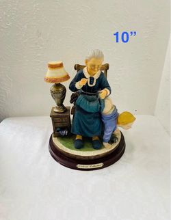 Grandma Sewing Boys Trousers Figurine 10”