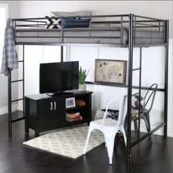 High Loft Bunk Bed, Full Sized, Black, SILENT, reinforced, No Noise, NEVER USED!! PICKUP IN LAUREL - Paid $400 