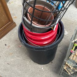 Garden Pots And Bamboo Sticks 