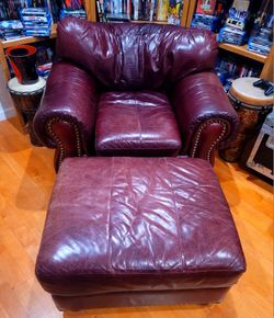 Big Comfy Leather Chair & Ottoman