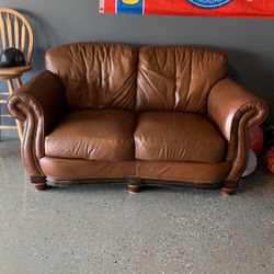  Brown Leather Sofa/sillón De Piel 