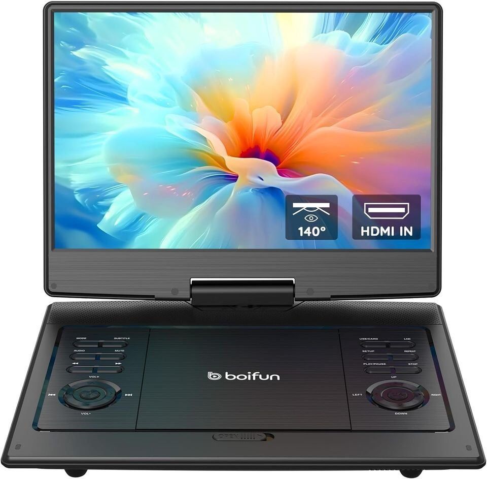 BOIFUN 14.8" Portable DVD Player with 13.3" HD Screen Enhanced Luminance, HDMI Input