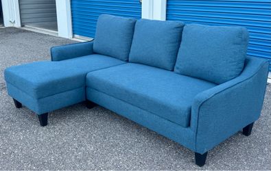 ASHLEY FURNITURE CHAISE SLEEPER SOFA PULL OUT BED SECTIONAL BLUE