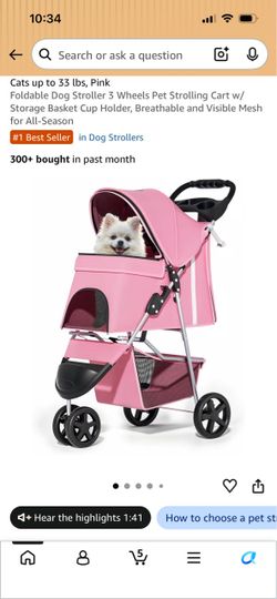 Pink pet stroller
