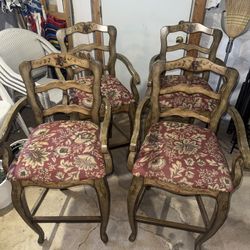 Vintage Barstools Set Of 4 Wooden With Back