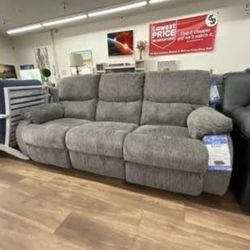 New Ashley Brand Gray fabric Reclining Sofa Couch *Matching Love Seat And Reclining Chair Sold Separately* 