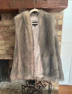 Banana Republic Vest Faux Fur Open Front Pockets Jacket Medium