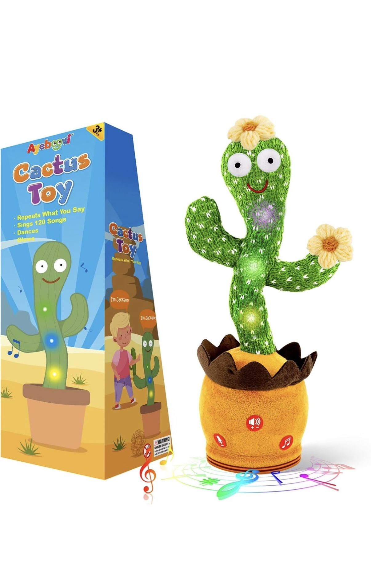 New. Ayeboovi Dancing Talking Cactus Toys for Baby Toddler, Interactive Talking Cactus Baby Toys Repeating Record What You Say, Volume Adjustable Sing