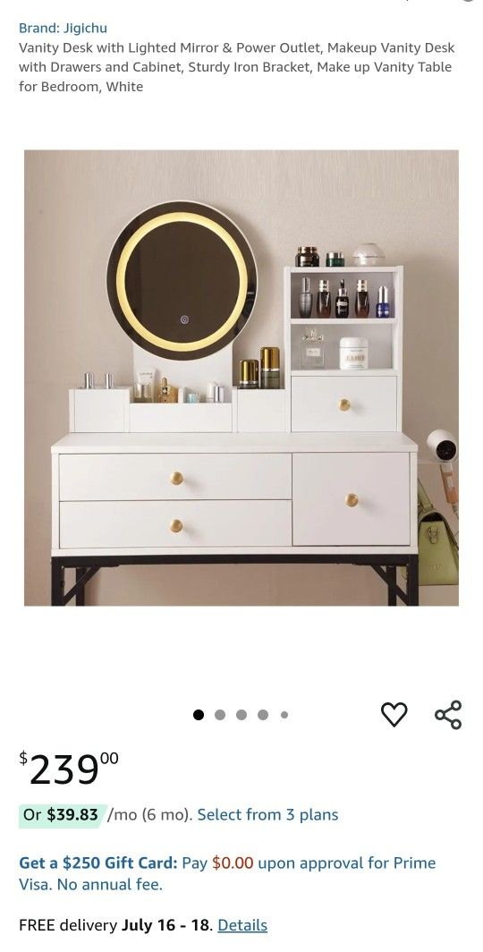 Makeup Vanity Desk with Drawers and Cabinet