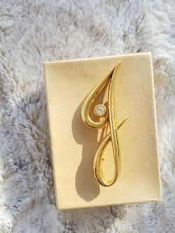 Gold "j" Broche Pin 