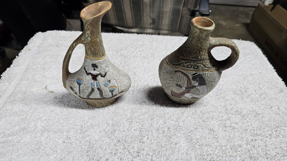 vintage Egyptian pottery vases