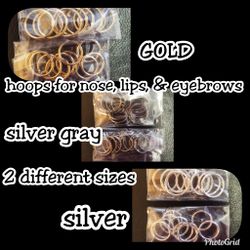Hoops for nose, lip, & eyebrow piercings