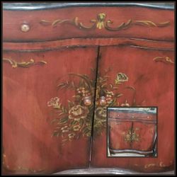 VINTAGE HAND PAINTED FLORAL FLOWER ROSE MARBLE TOP VICTORIAN SHELF CABINET ACCENT SIDE CONSOLE TABLE