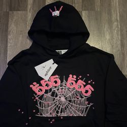 Sp5der 555 Angel Number Web Hoodie Pink/black