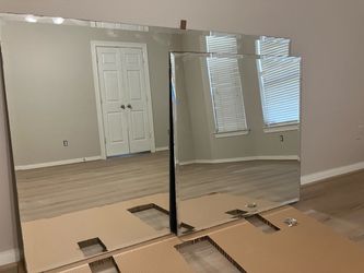 Large Frameless Beveled Edge Wall Mirror