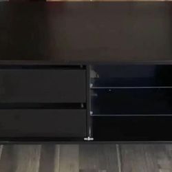 Tv Console with Storage Drawers & Glass Shelves