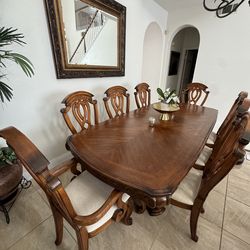 Real Solid Wood Dining Set 8 Chairs Heavy High Quality