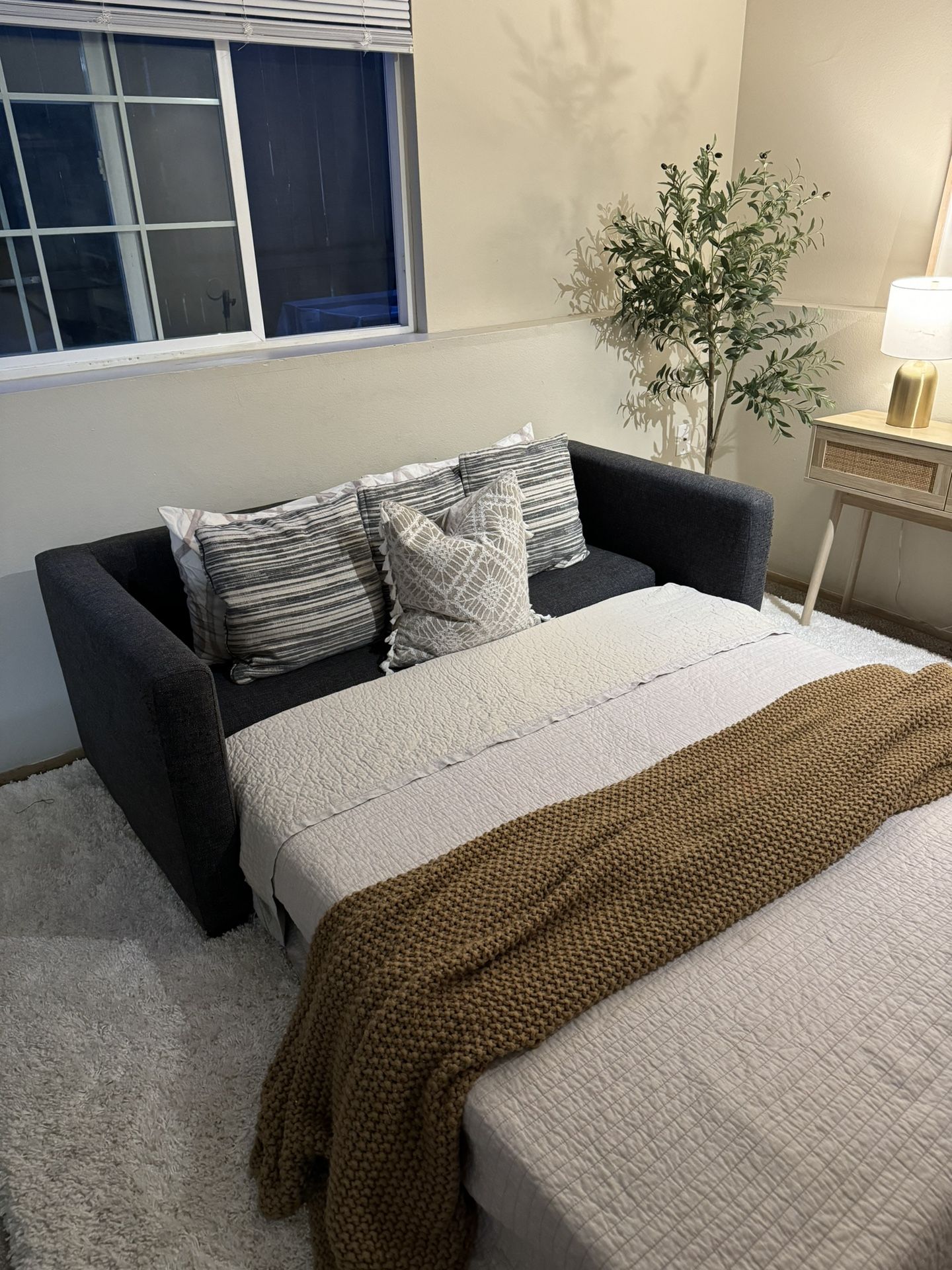 Living Spaces Cliff Grey Queen Sleeper Sofa Bed