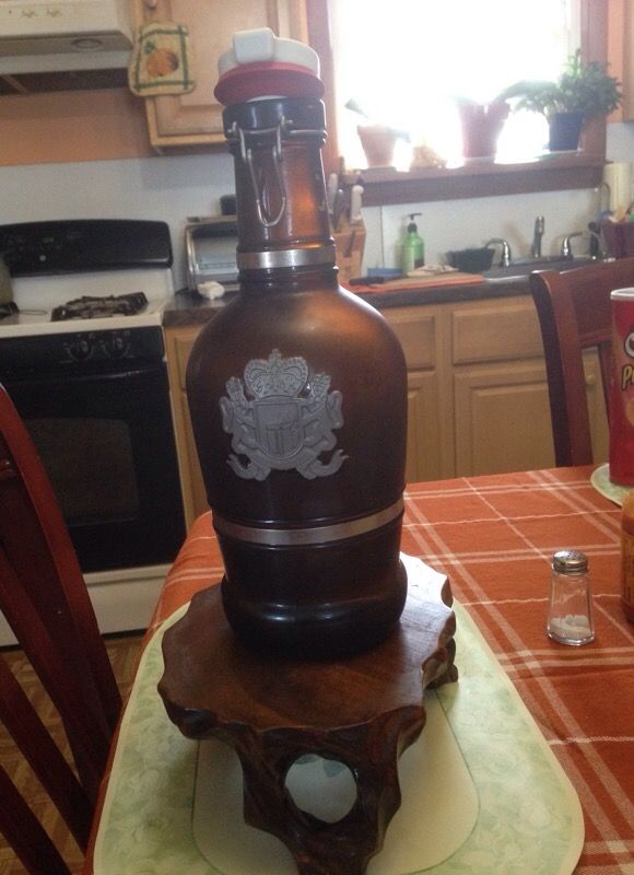 Vintage bottle and wooden stand is hand made