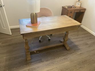 Rustic Light Wood Writing Desk - 48" W x 24" D x 31" H