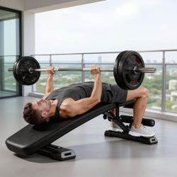 Adjustable Weight Bench with Resistance Bands, Foldable Incline/Decline Workout Bench for Full-Body Training, Multi-Purpose Strength Training Bench fo