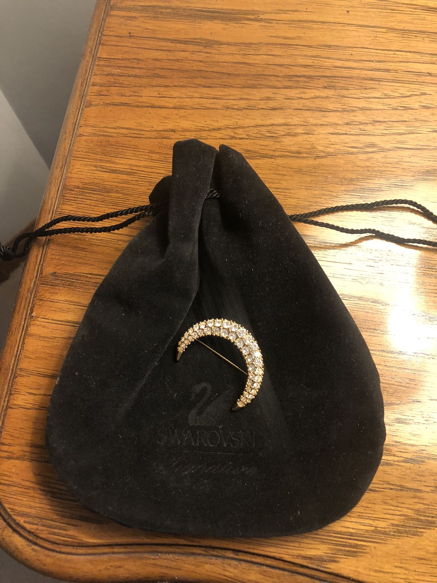 Swarovski Crystal Moon Brooch Pin