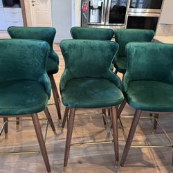100$ EACH - Very Well Kept High Chair-bar Stools- Velvet