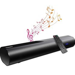 60W Sound Bars for TV, 19-Inch Small Sound Bar, Mini Soundbar, 4 EQ, Wireless Bluetooth 5.0 TV Speaker, Built-in DSP, Optical/Aux/USB, Remote Control,