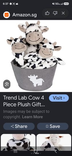 Trend Lab Cow 4 Piece Plush Baby Shower Gift Set