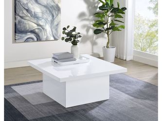 Devar White High Gloss Square Engineered Wood Coffee Table