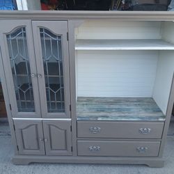 Basset Chest Of drawers With Shelves And Leaded Beveled Glass Doors 