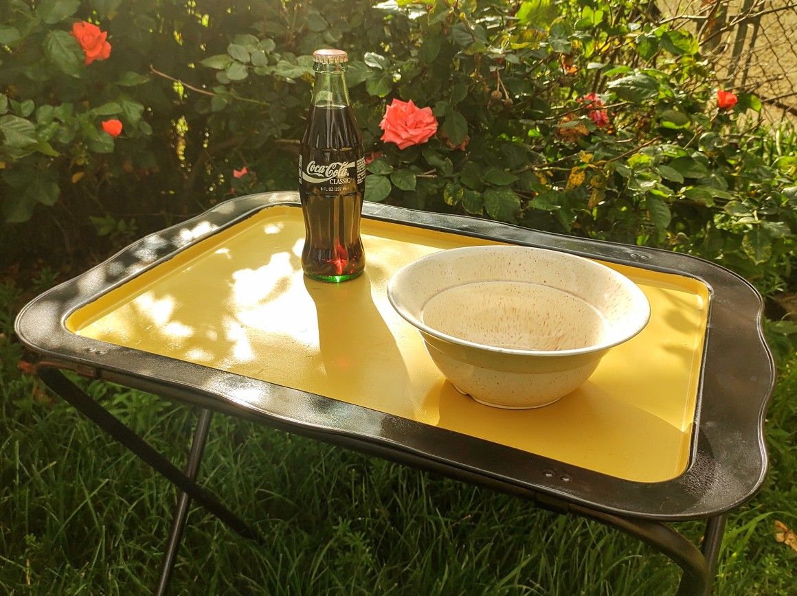 1950's-60's Vintage Yellow & Black Metal TV Tray 