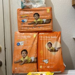 3 Diapers Bags(Size 2) And 1 Pampers Baby Wipes
