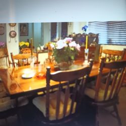Large Dining Room Set 6 Chairs Dry Bar And Large China Cabinet 2 Leaves Not In Table Table Cover Special Made For Heated Dishes