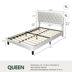 QUEEN WHITE BED FRAME LIKE NEW