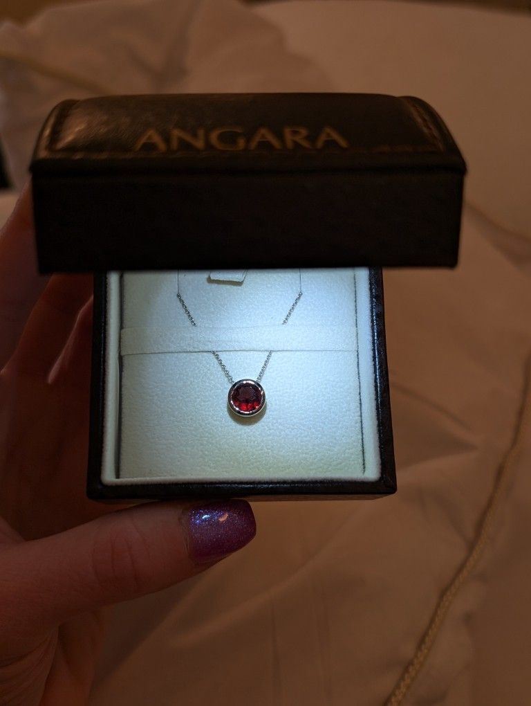 Angara 2.2 CT Garnet 14k White Gold Solitaire Necklace