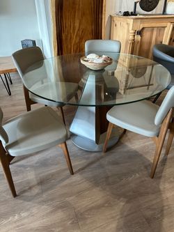 Designer Round Glass Top Dining Table (Chairs not included)
