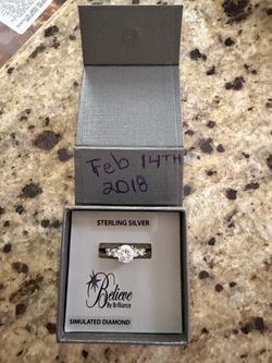 Believe by Brilliance 925 Sterling Silver Round Simulated Diamond Ring Size 7