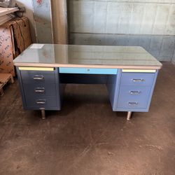 Vintage Tanker Desk Glass Top