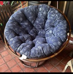 Large Blue Patterned Pier 1 Imports Papasan Chair