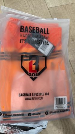 Baseball lifestyle 101 crayon shorts on deck, orange adult medium