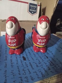 Vintage Bud Man Salt And Pepper Shakers 