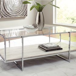 Ivory And Chrome Coffee Table 50% OFF