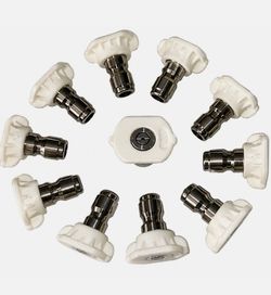 Pressure Washer Spray Nozzle Tips, 1/4" Stainless Steel, White 11Pcs