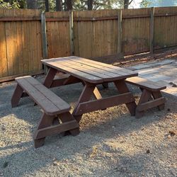 Oak Wooden Picnic table with benches