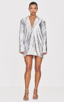 Silver Diamanté Blazer Dress
