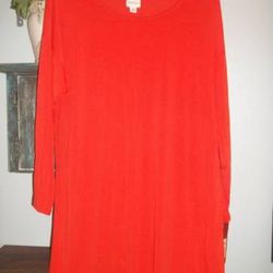 NWT Womens Size Large Hot Orange Stretch Tunic! Used As A Mini Dress Too