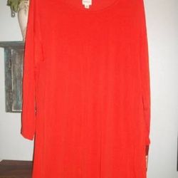 NWT Womens Size Large Hot Orange Stretch Tunic Top/Mini Dress Too